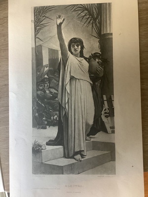 Electra engraving used 1875 by F.J.Barrias, ancient Greek theater
