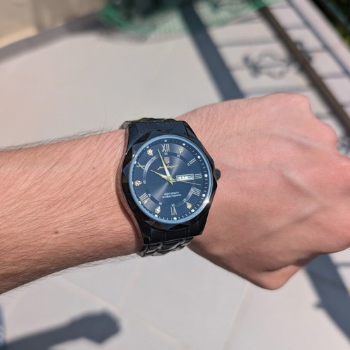 Poedegar luxury watch, black and gold, men's