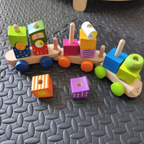 Hape Baby Train with Blocks like new
