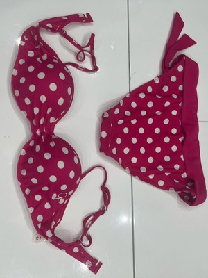 Women's polka dot swimsuit used, bra with firm cups, multicolor, size S