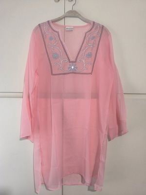 Pink transparent beach dress like new, size medium