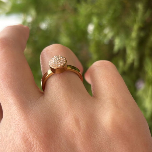 Folli Follie ring with zircon in rose gold color, like new
