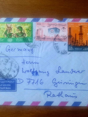 Airmail cover used from German School Cairo