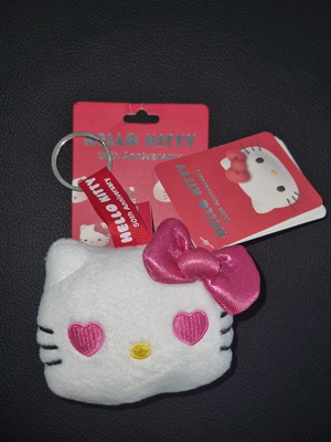 Hello Kitty 50th Anniversary Keychain new, white and pink