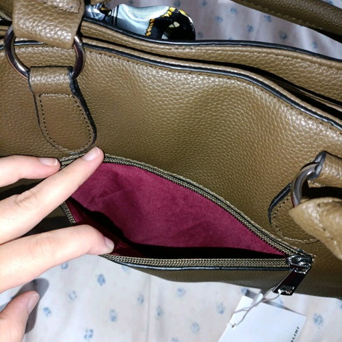 Famous Shoes olive/brown handbag new with bow and two compartments