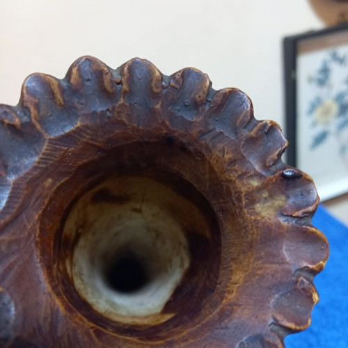 Decorative resin vase vintage with carved female figures used