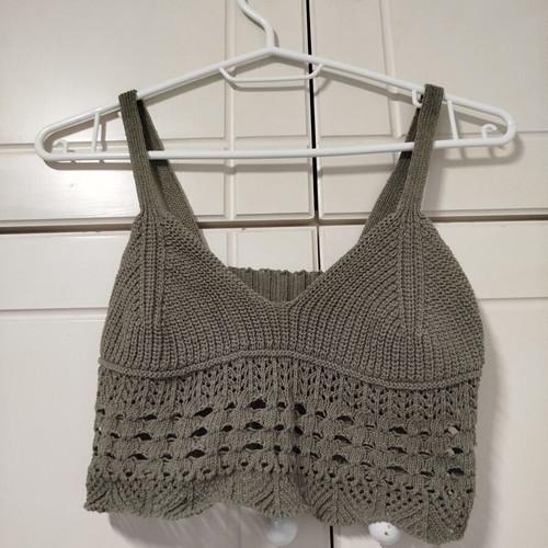 Crochet women's top khaki used, size S-M
