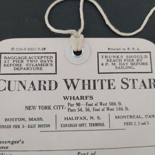 Cunard White Star Lines vintage luggage tags set 1949