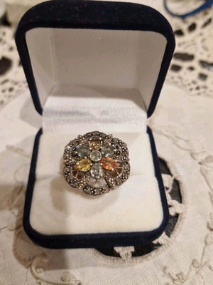 Tsagkarakis ring made of silver and gold with precious stones like new