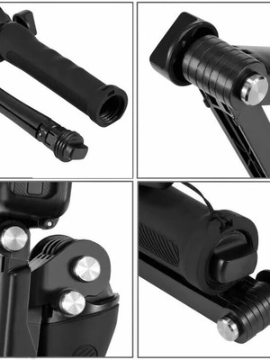 Puluz Pu202 Πτυσσόμενο Τρίποδο 3 Σε 1 Με Λαβή Και Selfie Stick 20–58Cm Για Action Cameras