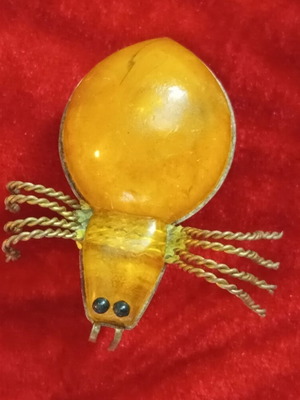 Russian brooch with amber used