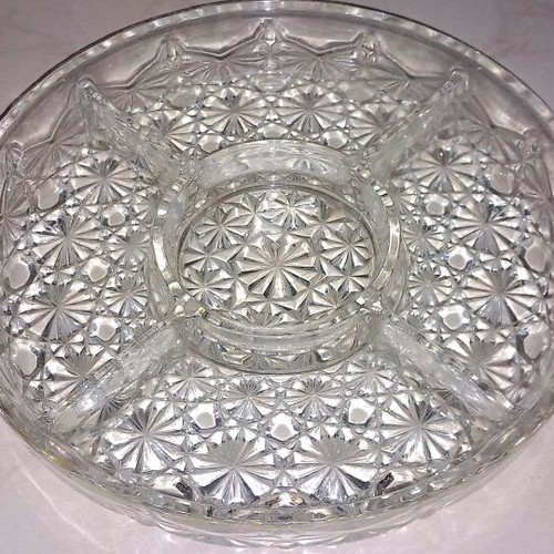 Crystal serving platter 5 sections like new
