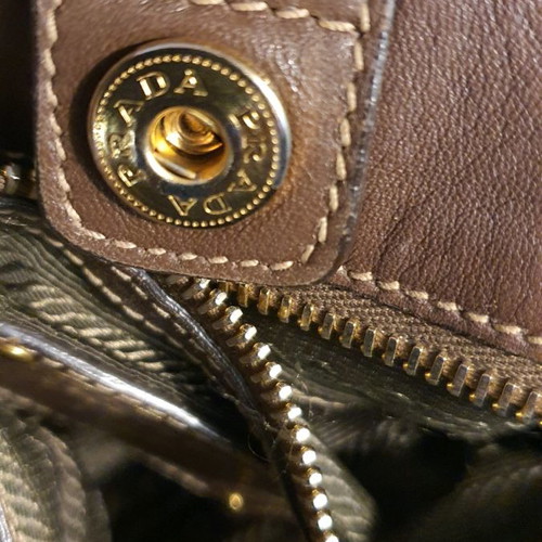 Prada handbag, brown mocha fabric with logo lining, large size
