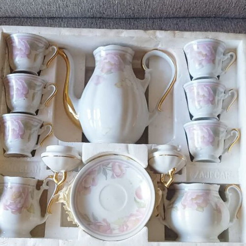 Vintage Porcelain Coffee and Tea Set 15 Pieces Zaječar Yugoslavia