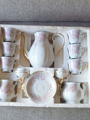Vintage Porcelain Coffee and Tea Set 15 Pieces Zaječar Yugoslavia