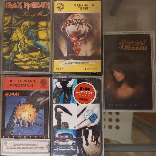Cassette tapes used, set of 26 with Pink Floyd, Led Zeppelin, Rolling Stones