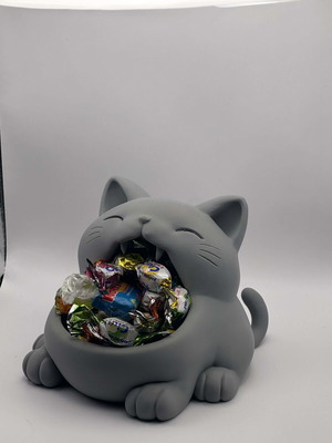 Yawning cat candy holder like new