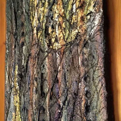 Canvas painting Moon new, mixed media 29.5x39.5cm