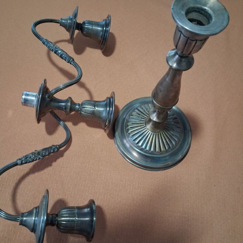 Metal candlestick 3-branch vintage used