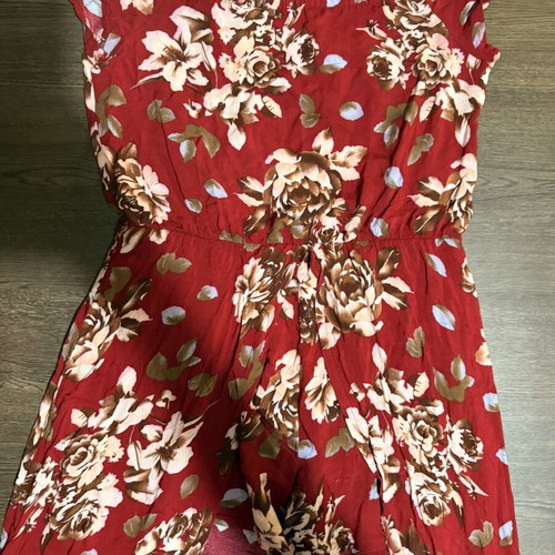 Red floral maxi overlay jumpsuit with shorts