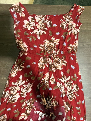 Red floral maxi overlay jumpsuit with shorts