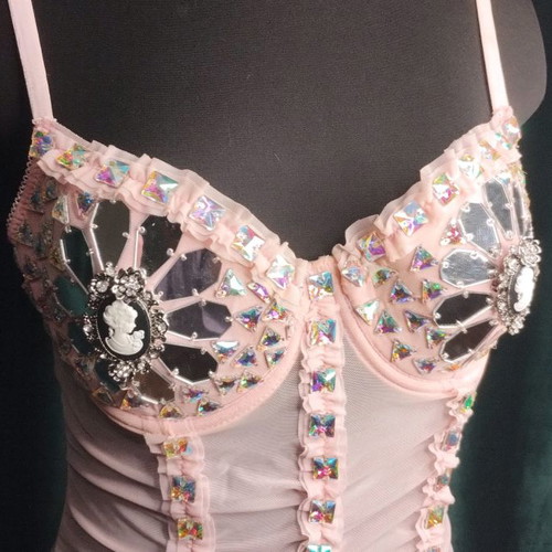 Dance dress used, embroidered with glass stones, size S