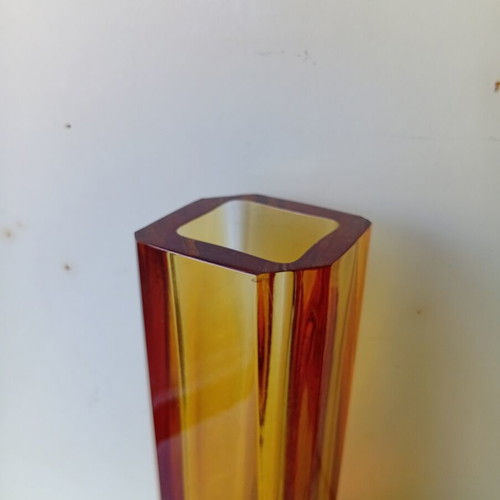 Murano vase used, faceted 18 cm