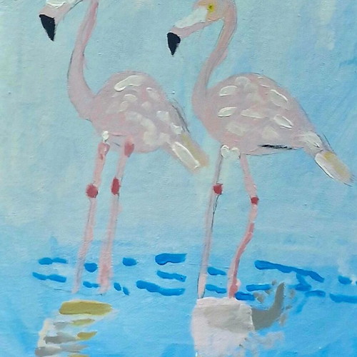 Flamingo painting new by young talented artist