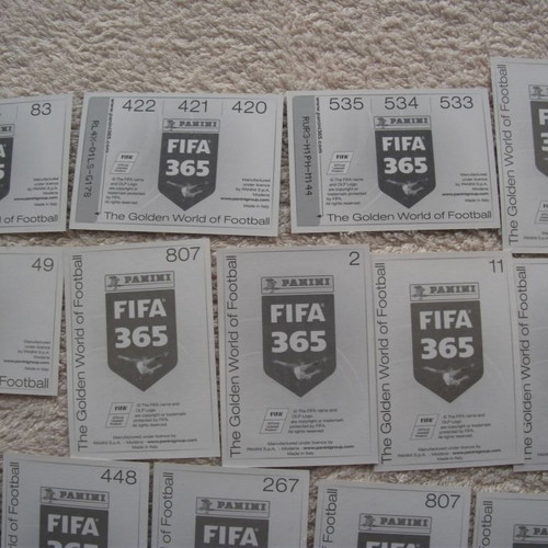 Panini FIFA 365 stickers like new, set of 32 with gold accents