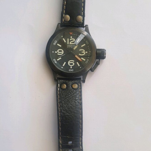 Oozoo wristwatch used 50mm with black leather strap