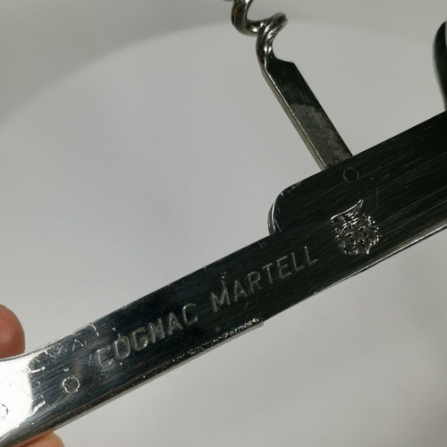 Martell Cognac vintage bottle opener corkscrew used
