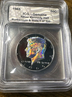 1965 Silver Kennedy Half Dollar Ruthenium & Holo Limited Edition New