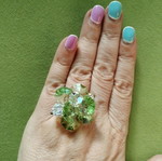 Crystal ring like new, adjustable, green