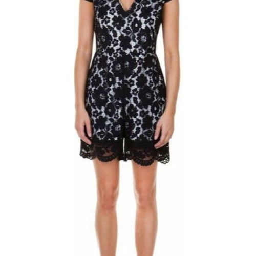 Toi&Moi lace short-sleeve jumpsuit like new, black and white, size S