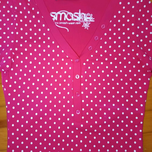 Rockabilly T-shirt Smash polka dot fuchsia new Size S/M