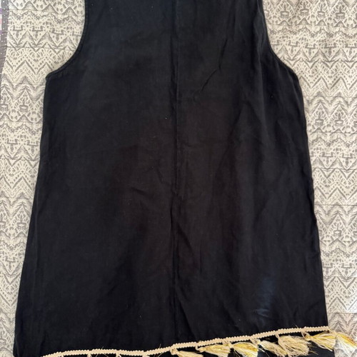 Black Caftan with Gold Sequins, New, 100% Cotton