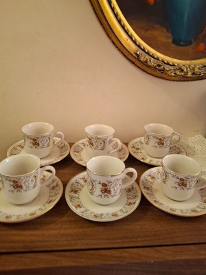 Porcelain coffee set unused, 6 cups and 6 saucers