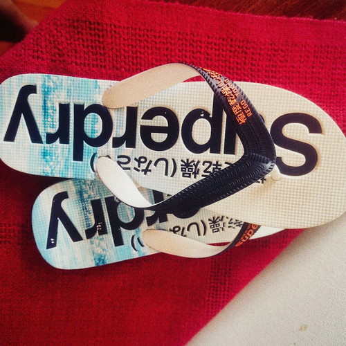 Superdry flip flops like new, size 45, white and blue
