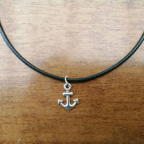 Leather pendant necklace anchor new