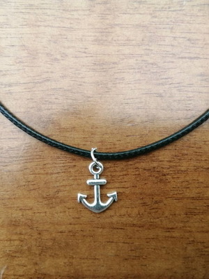Leather pendant necklace anchor new