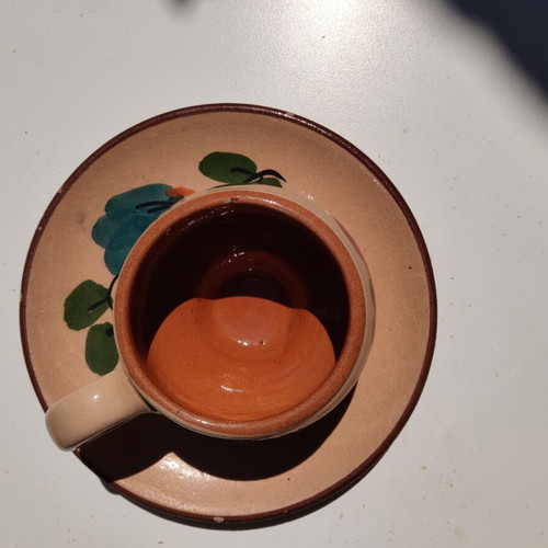 Anna coffee cup, handmade ceramic with saucer