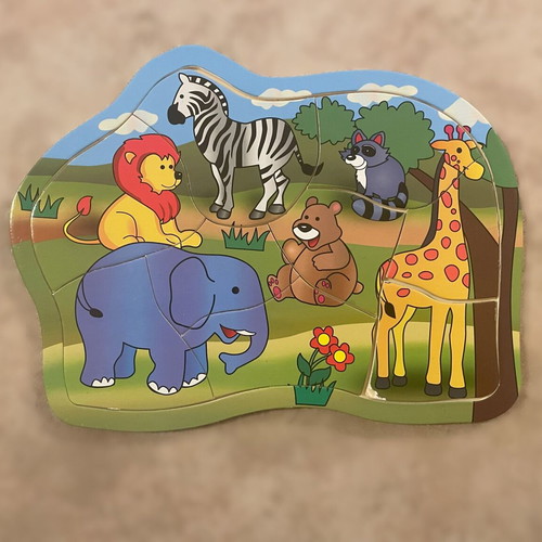 Wooden kids puzzle animals used