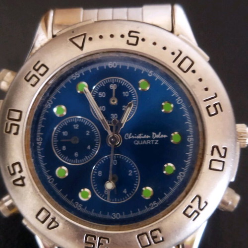 Christian Delon Quartz men's wristwatch, turquoise, chronograph