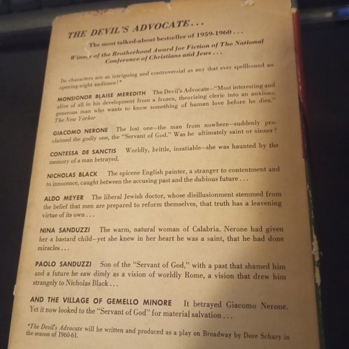 The Devil's Advocate by Morris West 1959, used hardcover edition