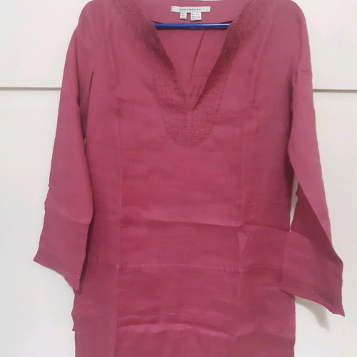Boho dress Zara new, linen, fuchsia, embroidered, size M