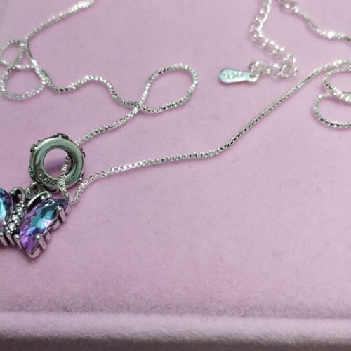 Silver chain with butterfly pendant new