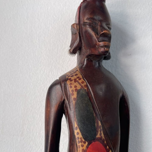 Vintage African wooden statues set of 2, handcrafted, used