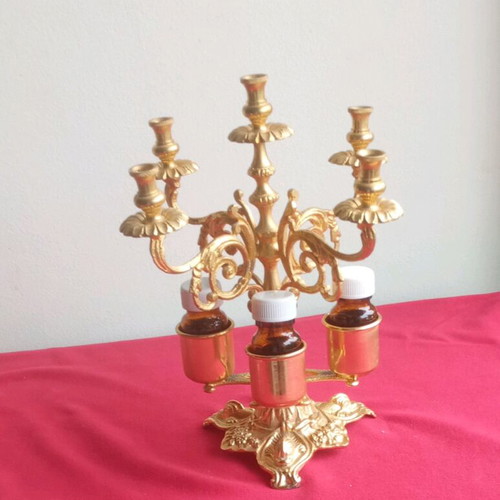 Pentakero Artoklasias candleholder, gold-plated brass, vintage