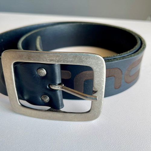 Fornarina women's belt used, black leather with silver buckle