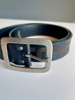 Fornarina women's belt used, black leather with silver buckle
